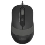 A4Tech FM10S Optical Mouse, 1600 DPI 4-Level Adjustable, 4-Button Silent Click, 4-Way Wheel, Grey