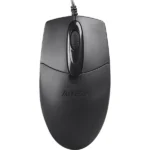 A4Tech OP-720S Wired Silent Click Mouse, 1000 DPI, 4-Way Wheel, Black